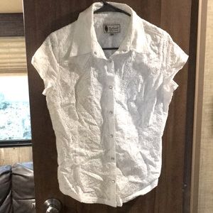 White snap up blouse